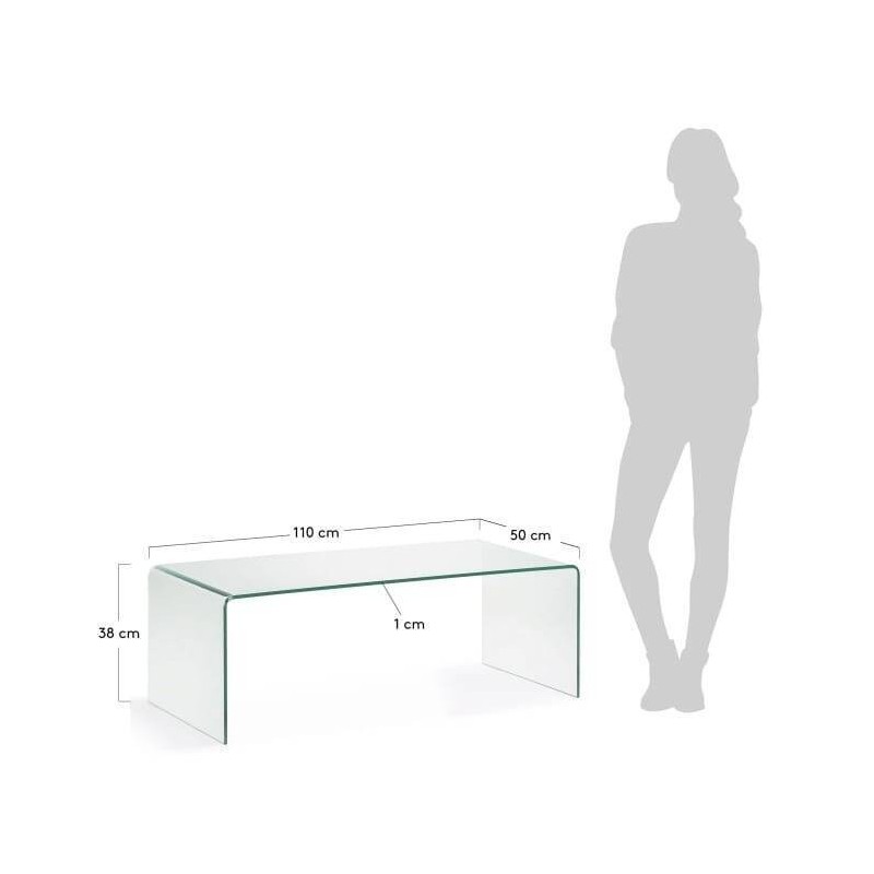 Mesa de centro Burano de cristal 110 x 50 cm