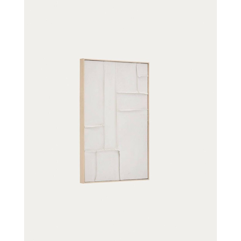 Cuadro Klis de lino con formas geométricas blanco 60 x 90 cm.