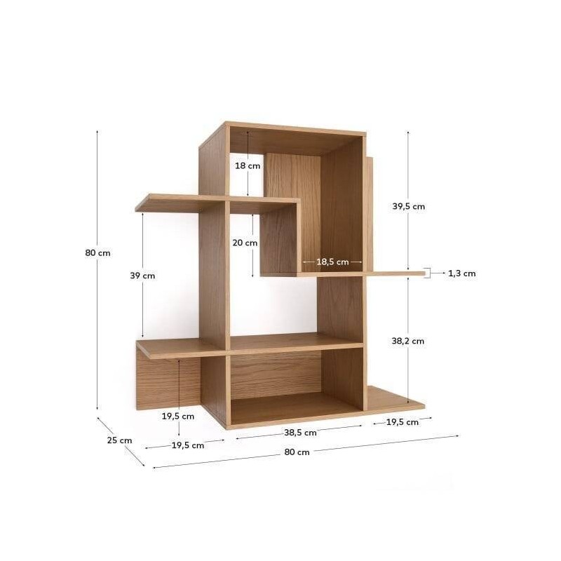 Estantería modular Ina de chapa de roble con acabado tono natural 80 x 80 cm FSC 100%