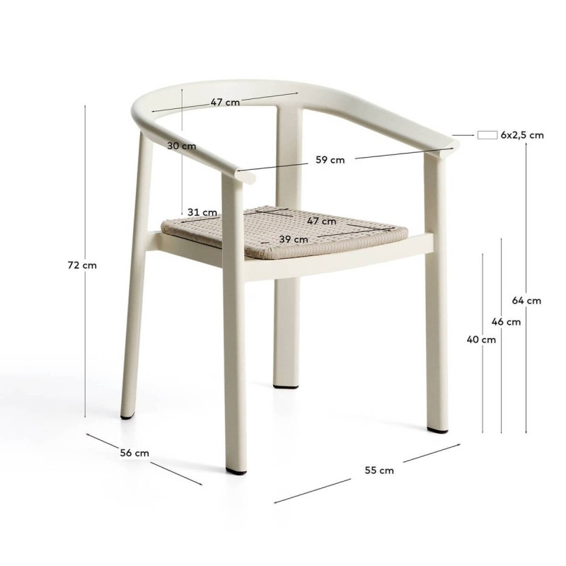 Silla Erice de exterior con reposabrazos en aluminio beige