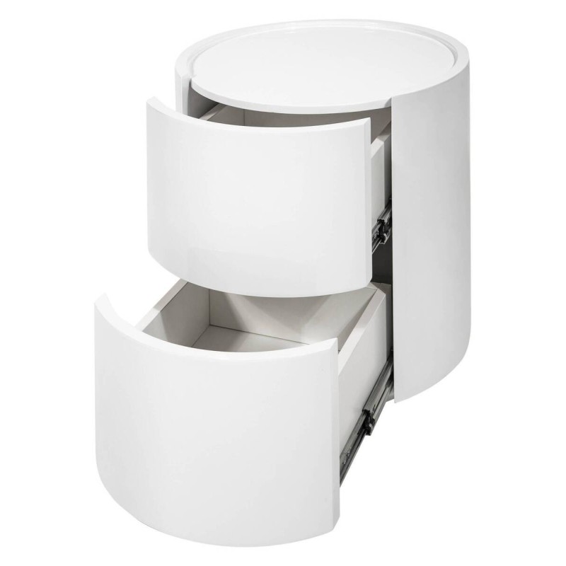 Mesita blanco brillo 2 cajones 44x45.5cm