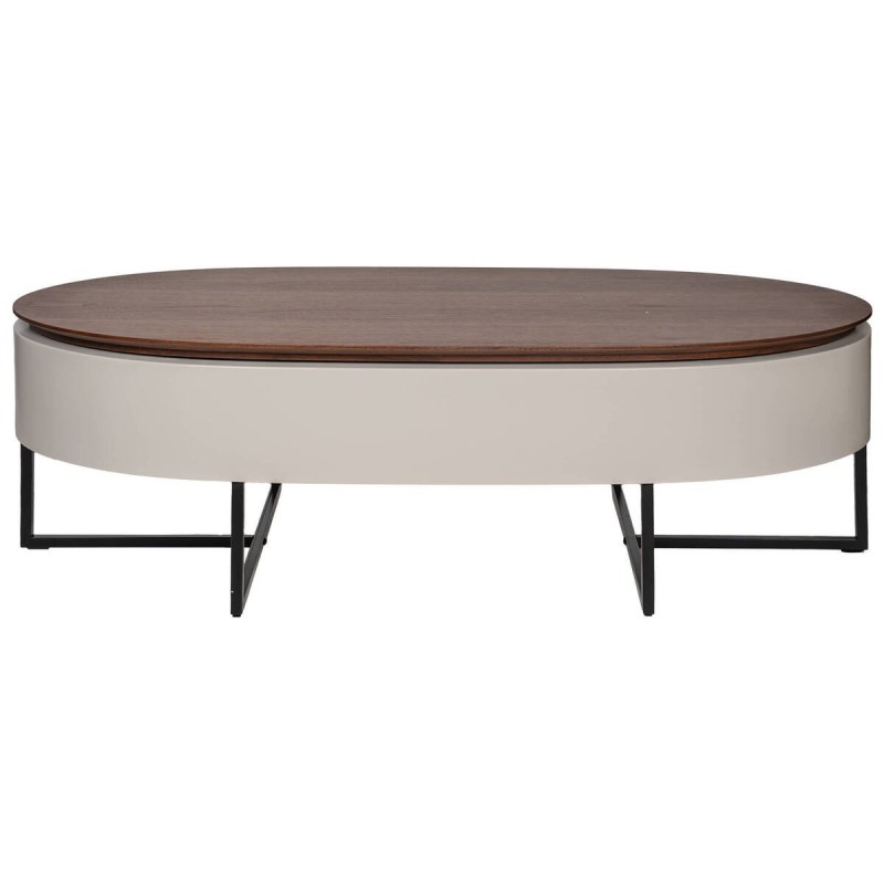 MESA CENTRO 120X60X35CM.BLANCO BRILLO TAPA:NOGAL/ACERO INOX  **DTO.30%**