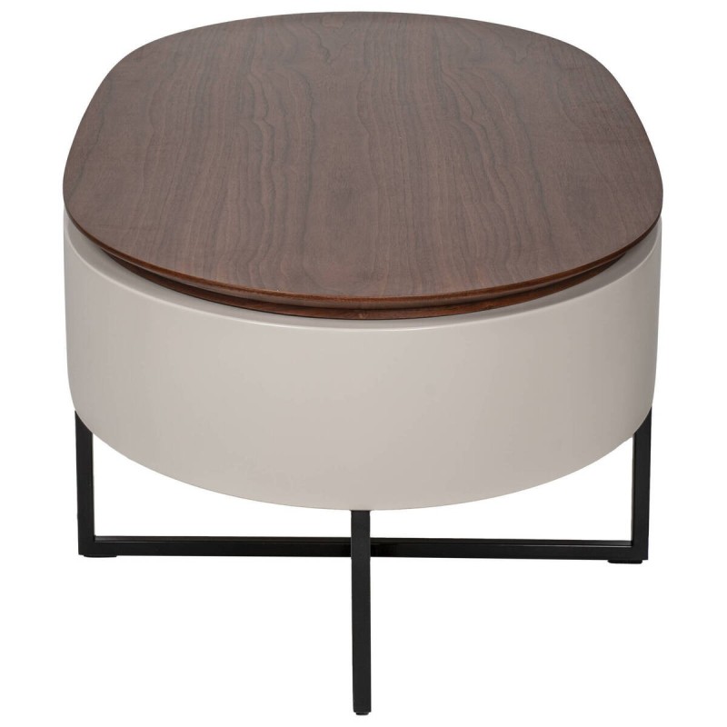 MESA CENTRO 120X60X35CM.BLANCO BRILLO TAPA:NOGAL/ACERO INOX  **DTO.30%**