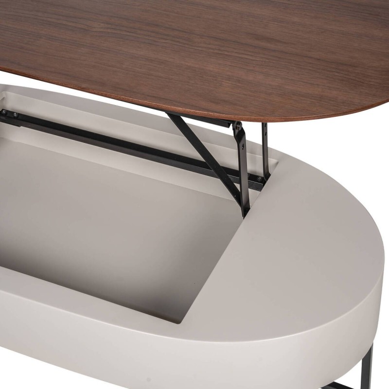 MESA CENTRO 120X60X35CM.BLANCO BRILLO TAPA:NOGAL/ACERO INOX  **DTO.30%**