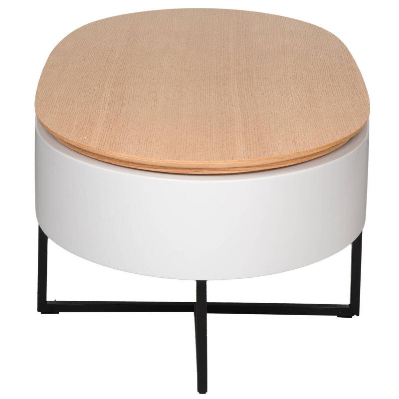 Mesa de centro elevable de roble blanco brillo 116x56x36/61cm