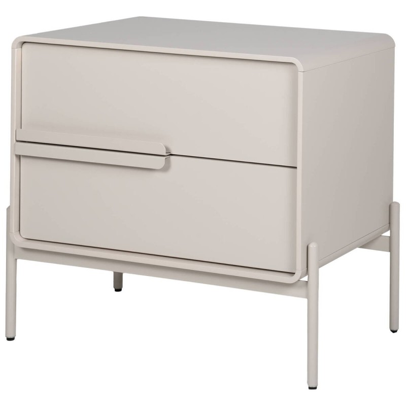 Mesita de noche lacado beige con patas de hierro 60x40x59cm