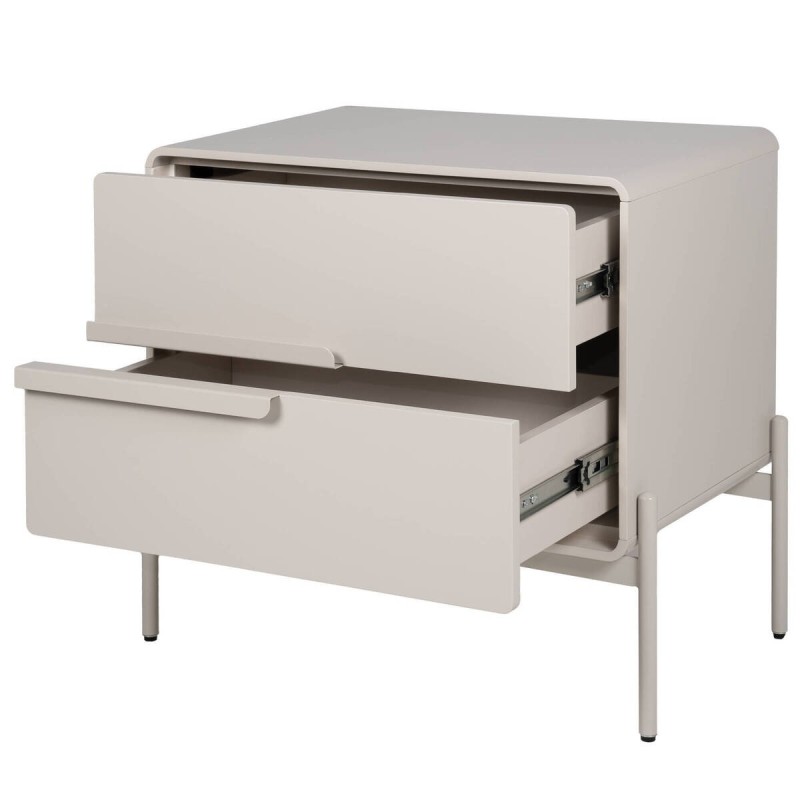 Mesita de noche lacado beige con patas de hierro 60x40x59cm