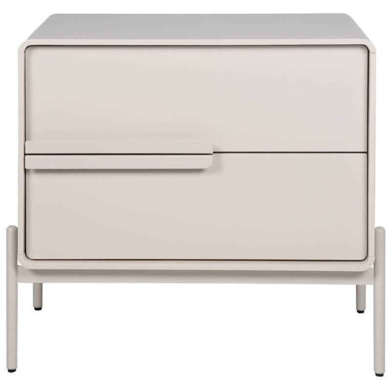 Mesita de noche lacado beige con patas de hierro 60x40x59cm