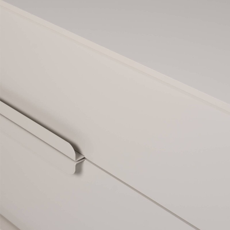 Mesita de noche lacado beige con patas de hierro 60x40x59cm