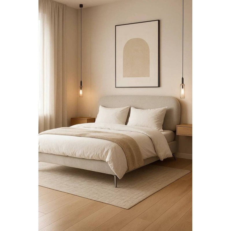 CAMA SOHO TAPIZADA GRIS CLARO 180x200cm