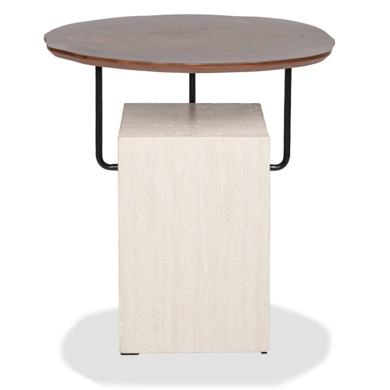 Mesa auxiliar bran de microcemento y nogal 50x54cm