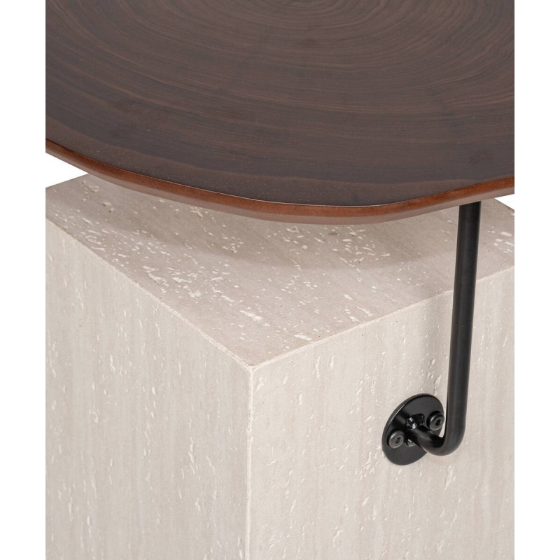 Mesa auxiliar bran de microcemento y nogal 50x54cm