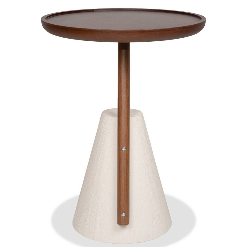 MESA AUXILIAR COVA DE NOGAL MDF Y BASE DE MICROCEMENTO 40x55cm