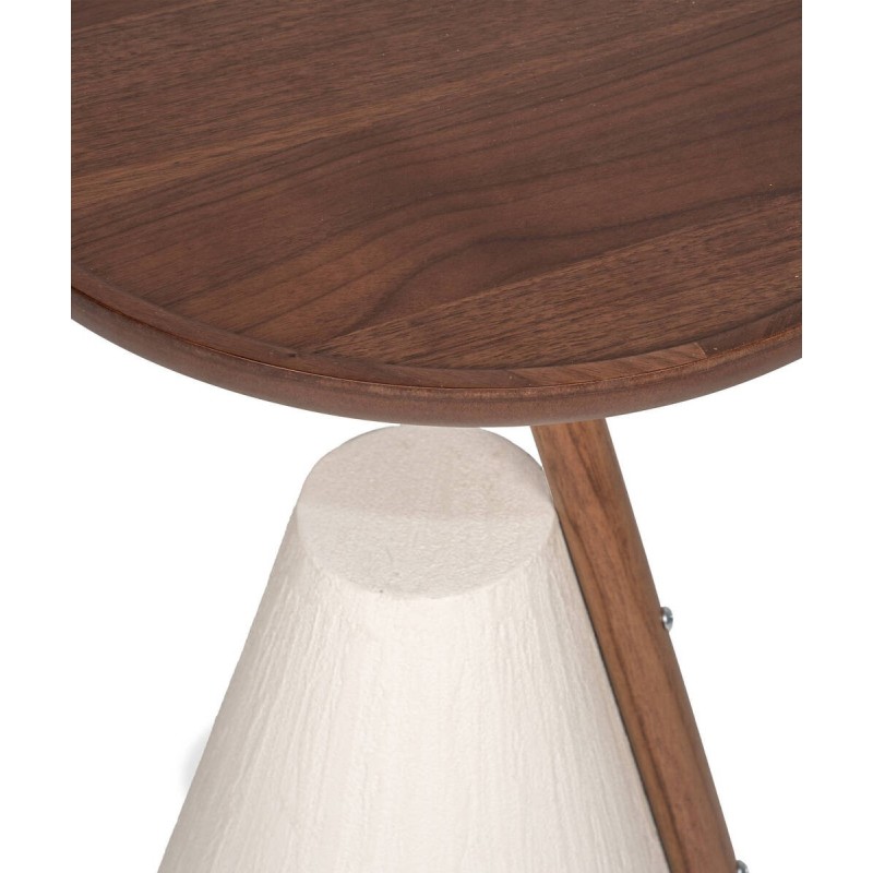 MESA AUXILIAR COVA DE NOGAL MDF Y BASE DE MICROCEMENTO 40x55cm