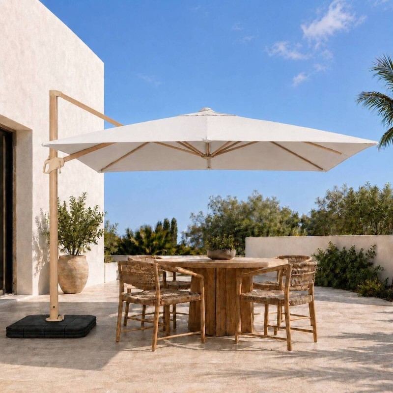 Parasol lateral Roma 3×3 m con acabado efecto madera
