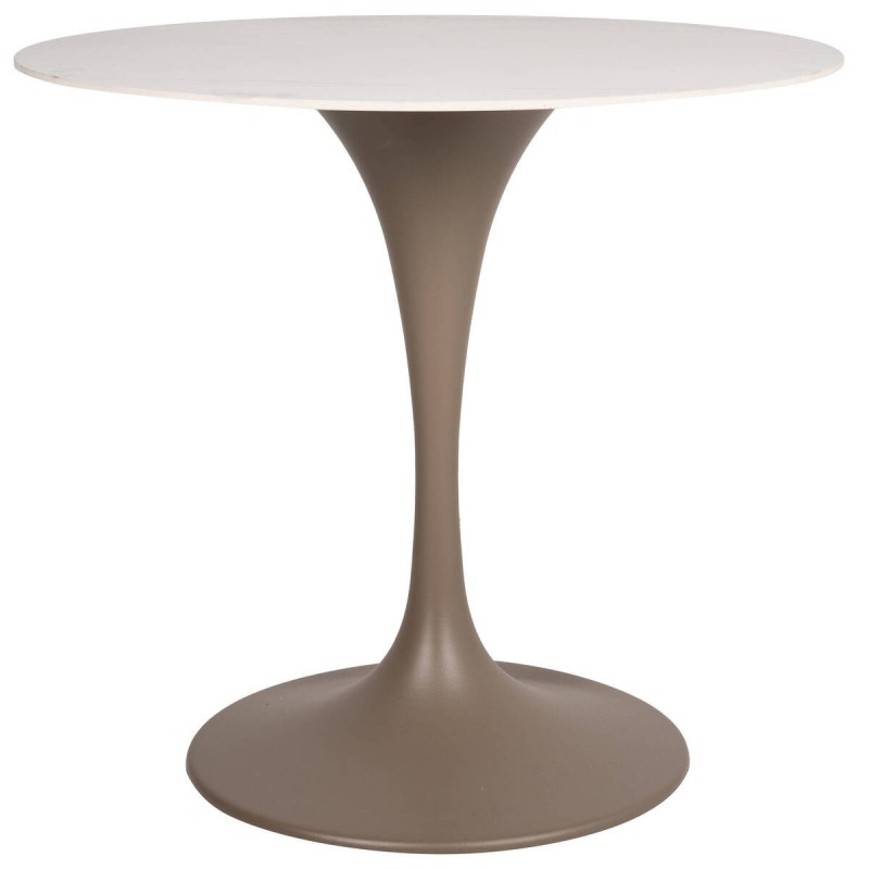 Mesa de comedor redonda aluminio champagne tapa cerámica 80x73cm