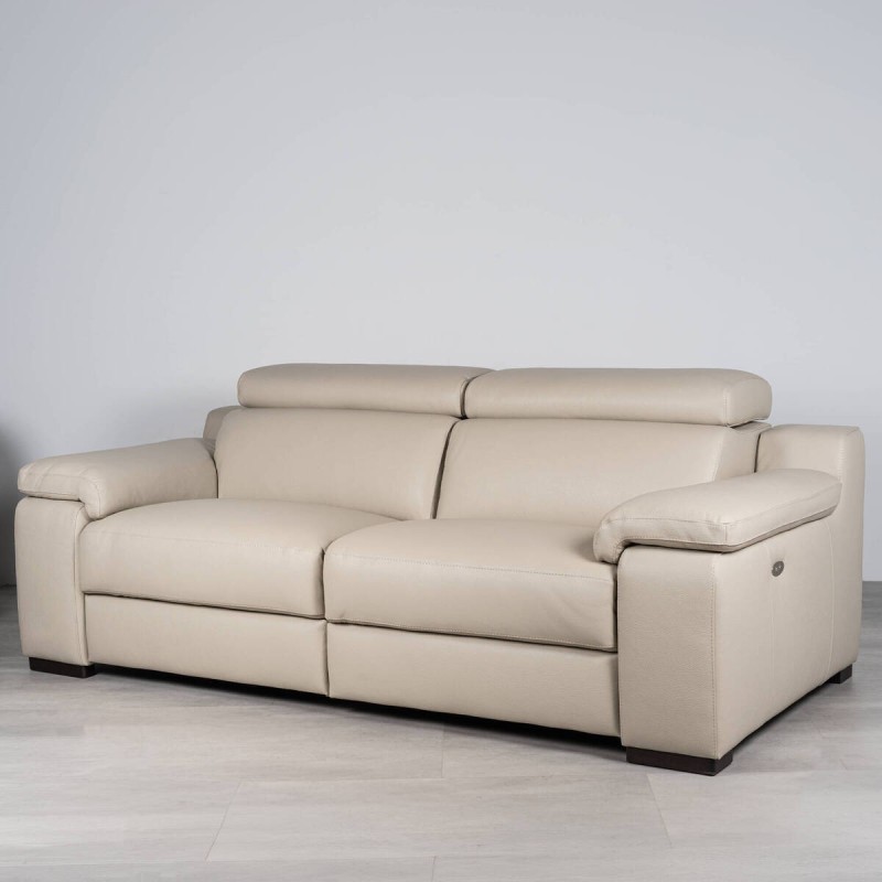 Sofá Riccardo Relax Eléctrico 3 Plazas en Piel Beige 220 cm