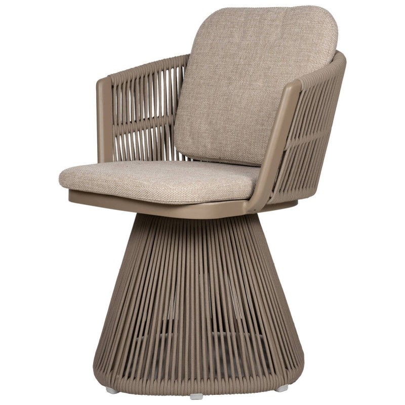 Silla de comedor giratoria marrakech de exterior de aluminio y cuerda 63x70x84cm
