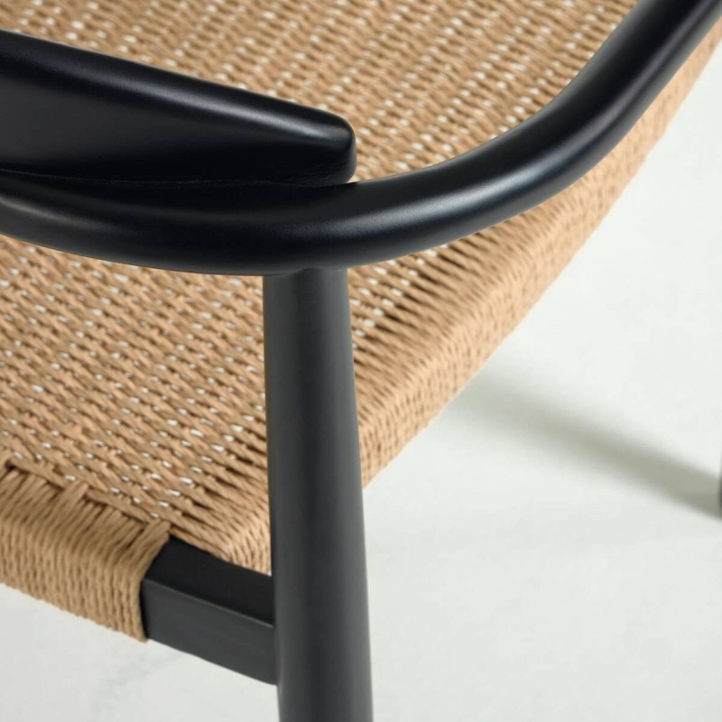 Silla nina madera maciza eucalipto acabado negro y cuerda