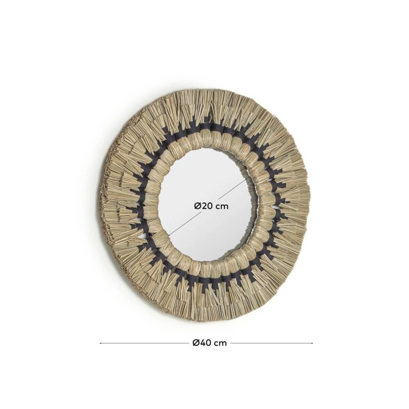 ESPEJO REDONDO AKILA FIBRAS NATURALES VERDE Y CUERDA NEGRO 40CM DIÁMETRO