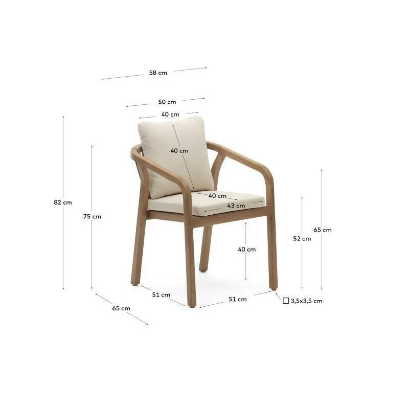 SILLA MALARET DE MADERA DE EUCALIPTO 58x65x75cm