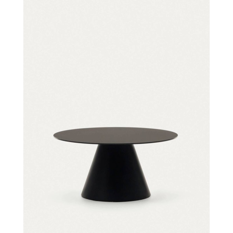 Mesa de centro wilshire de cristal templado y metal negro mate 80x40cm