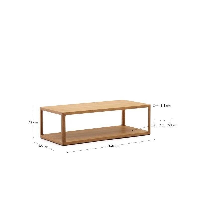 Mesa de centro maymai de madera de roble 140x65x42cm