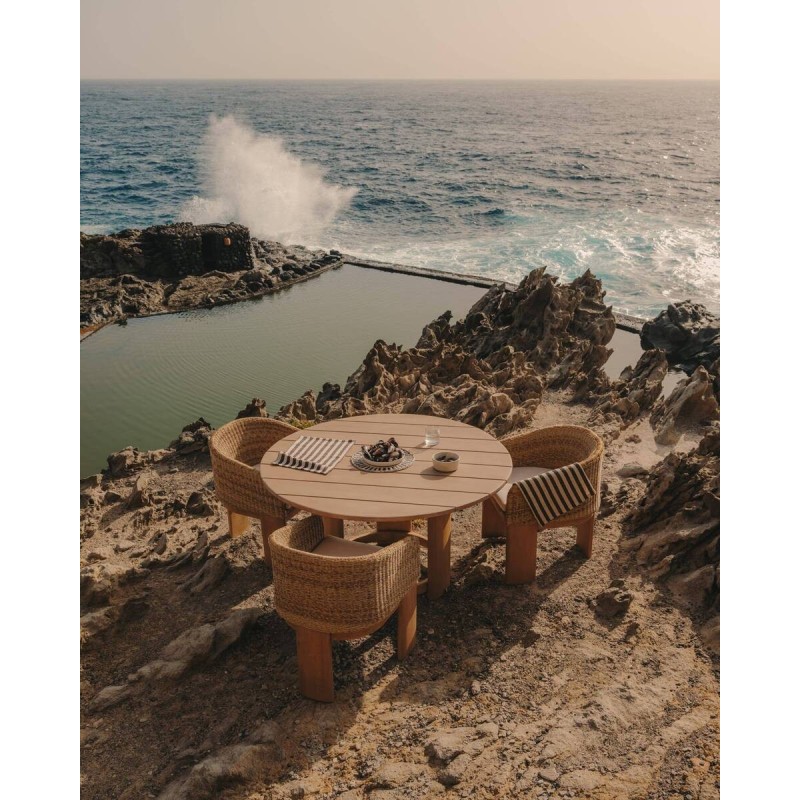 Mesa redonda xoriguer de madera de eucalipto 140cm