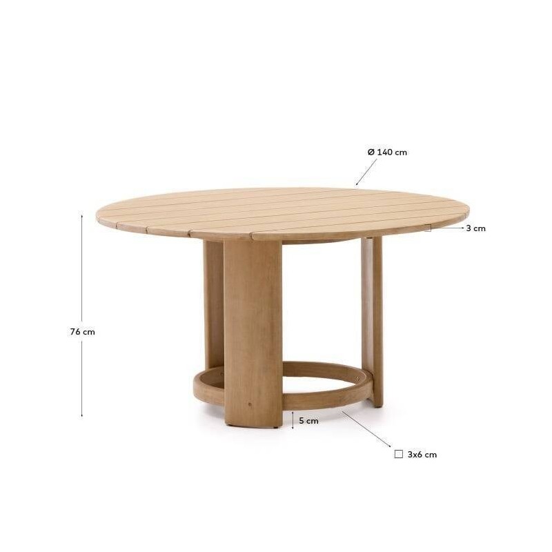 Mesa redonda xoriguer de madera de eucalipto 140cm