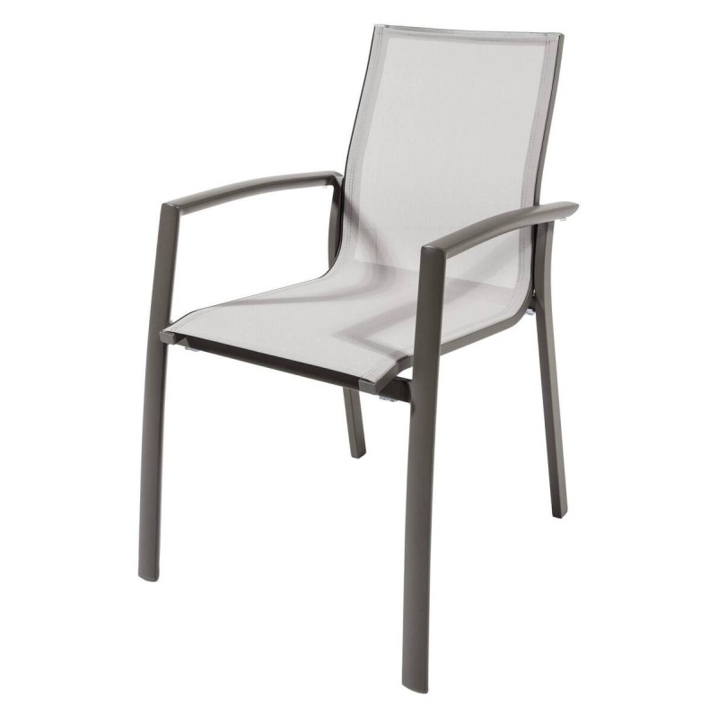 Silla de exterior aluminio gris textilene gris piedra 56 x 66,5 x 89,5cm