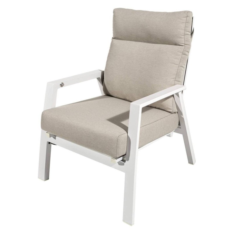 Sillón exterior reclinable aluminio blanco tejido arena 72x91x98cm
