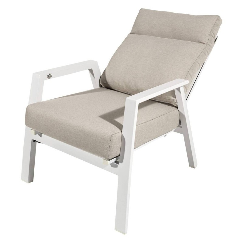 Sillón exterior reclinable aluminio blanco tejido arena 72x91x98cm