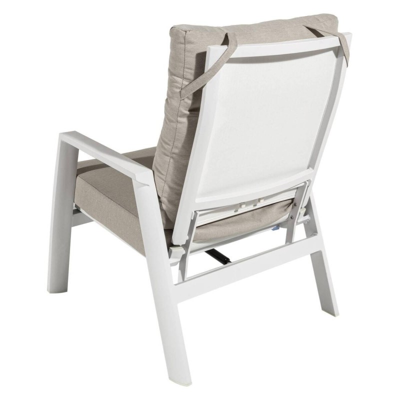 Sillón exterior reclinable aluminio blanco tejido arena 72x91x98cm