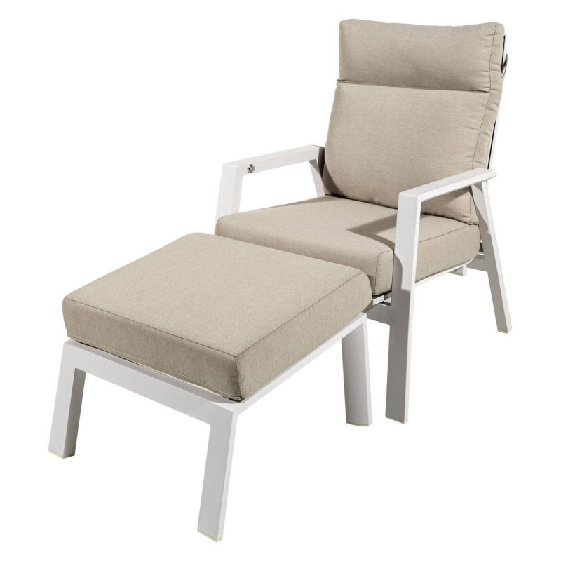 Sillón exterior reclinable aluminio blanco tejido arena 72x91x98cm