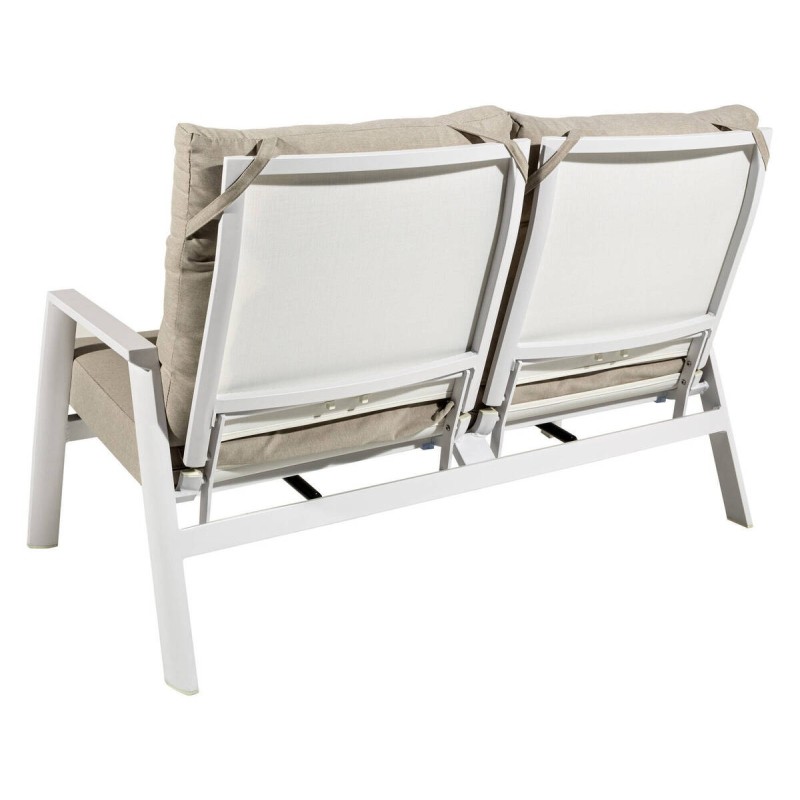 SOFÁ DOS PLAZAS EXTERIOR RECLINABLE ALUMINIO BLANCO TEJIDO ARENA 152x81x98cm