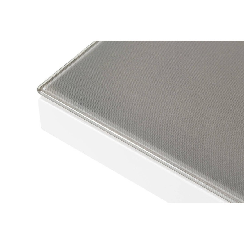 Mesa de centro elevable aluminio blanco tapa cristal gris 140x85x49/72cm