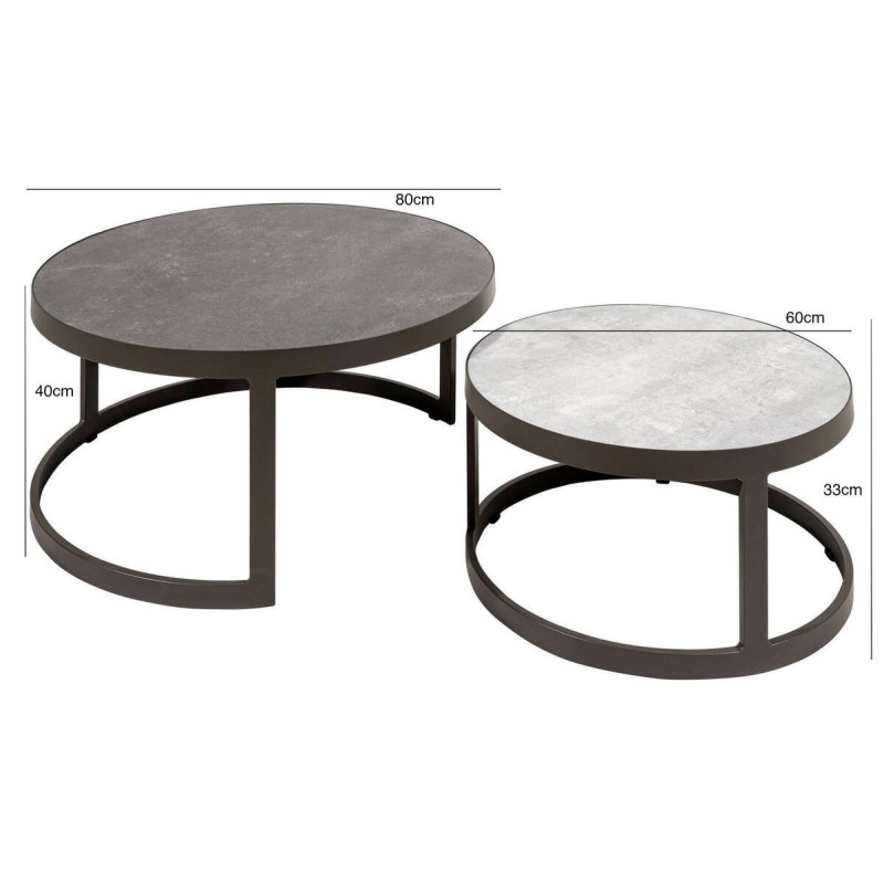 SET 2 MESAS DE CENTRO EXTERIOR 60cm y 80cm