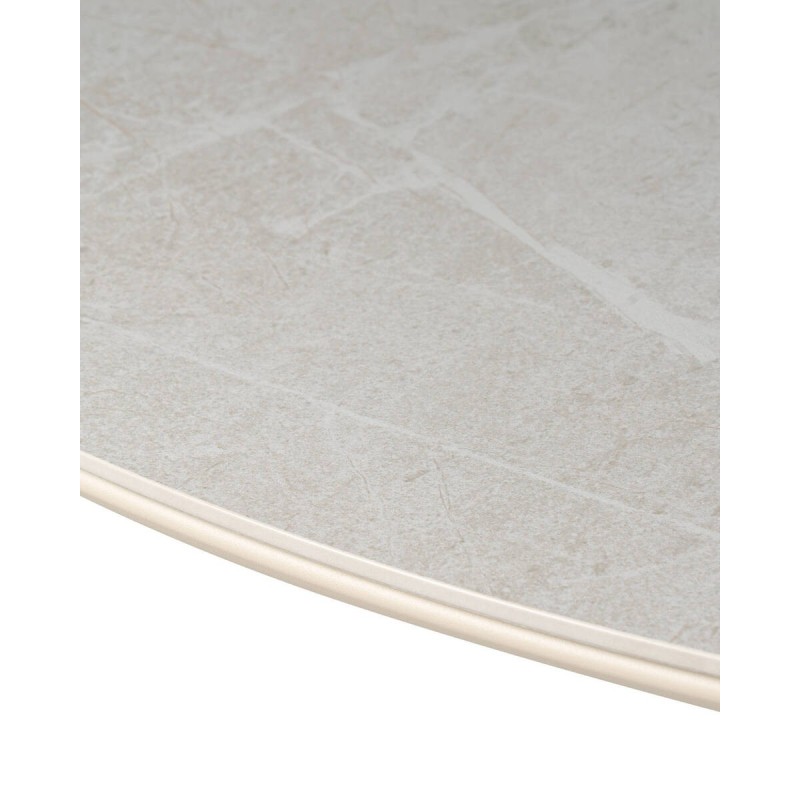 Mesa de comedor redonda Cirana de tapa de piedra y aluminio crema 158X74CM