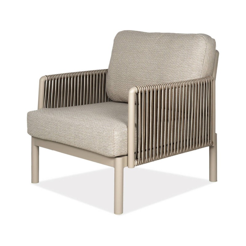 Sillón Sorel de exterior aluminio crema y cuerda trenzada