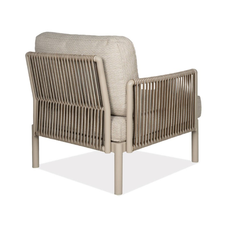 Sillón Sorel de exterior aluminio crema y cuerda trenzada