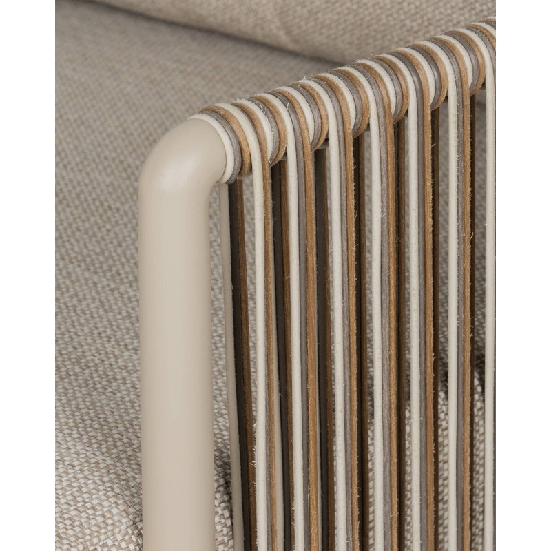 Sillón Sorel de exterior aluminio crema y cuerda trenzada