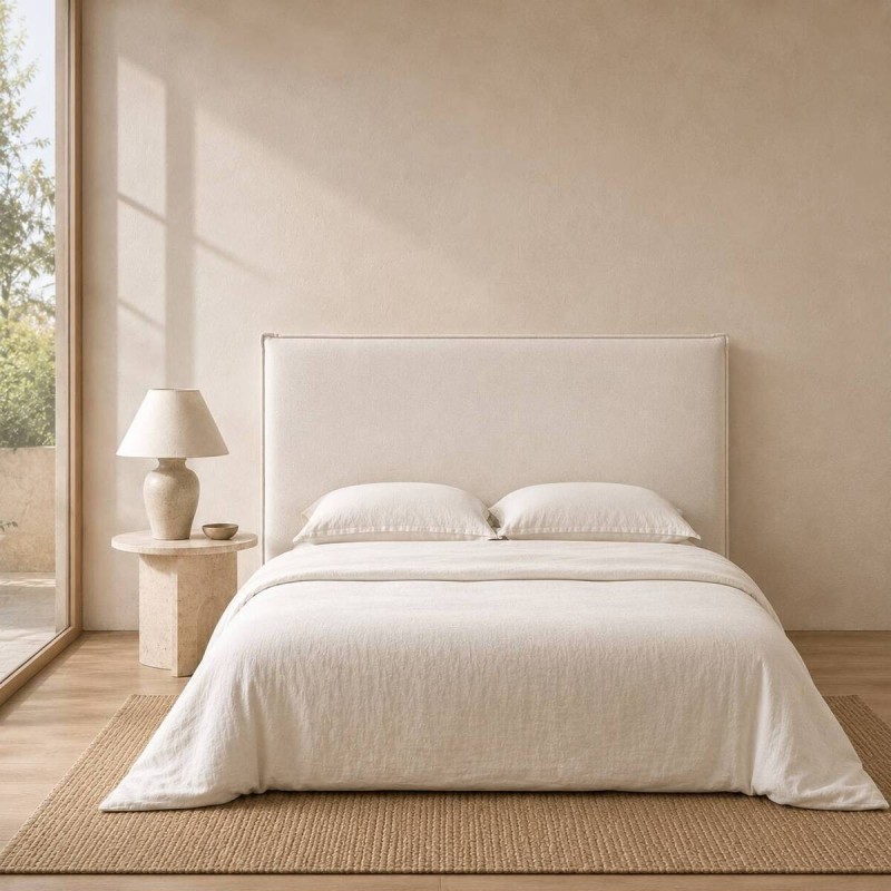 Cabecero Varen Tapizado en Chenilla Velvet Blanco para Cama de 150 cm