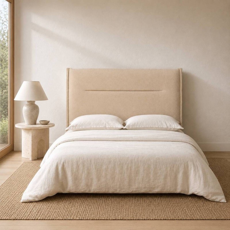 Cabecero Brisa Tapizado en Bouclé Beige para Cama de 150 cm