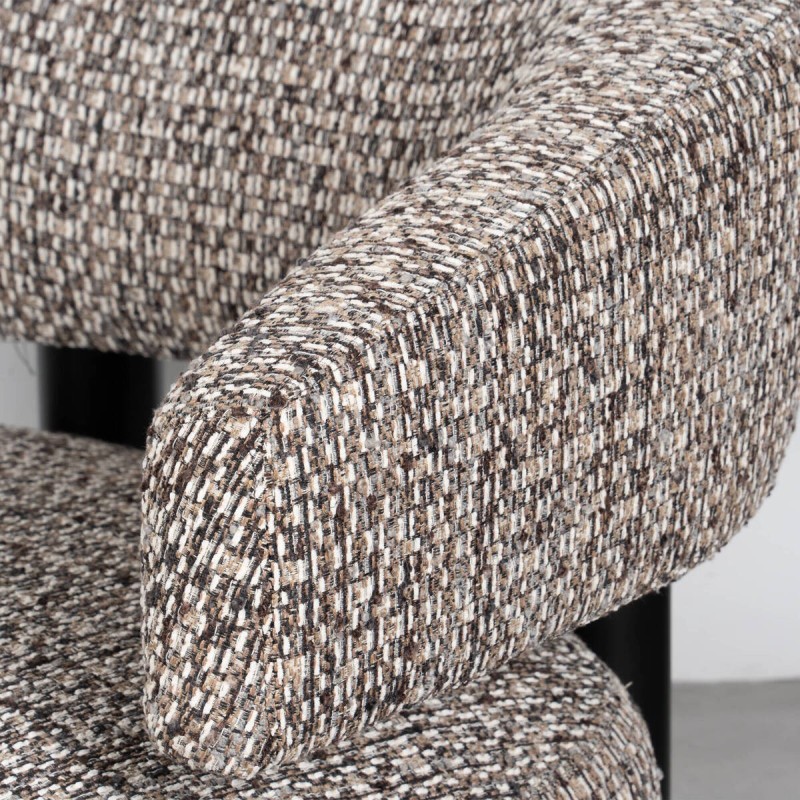 Sillón Giza Tapizado en Bouclé Multicolor con Estructura en Negro