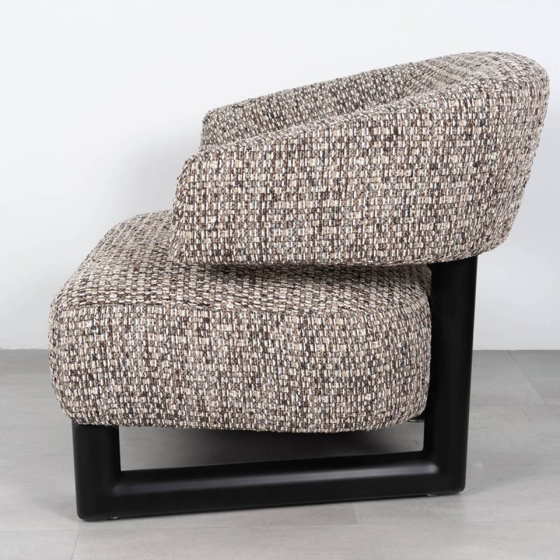 Sillón Giza Tapizado en Bouclé Multicolor con Estructura en Negro