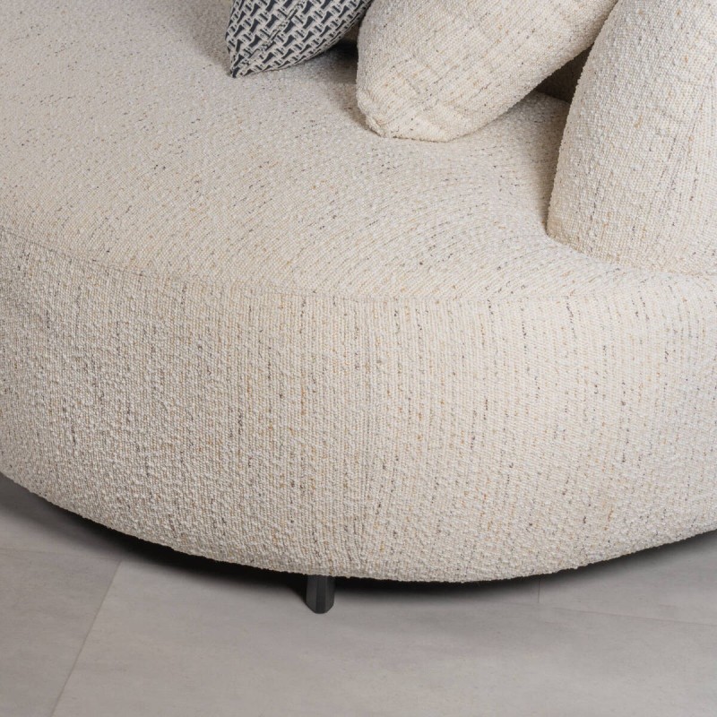 Sofá Sevan Tapizado en Bouclé Blanco con Forma Curva y 2 Módulos