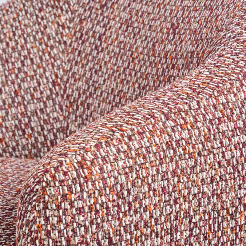 Sillón Giratorio Namib Tapizado en Bouclé Granate con Base de Polipiel
