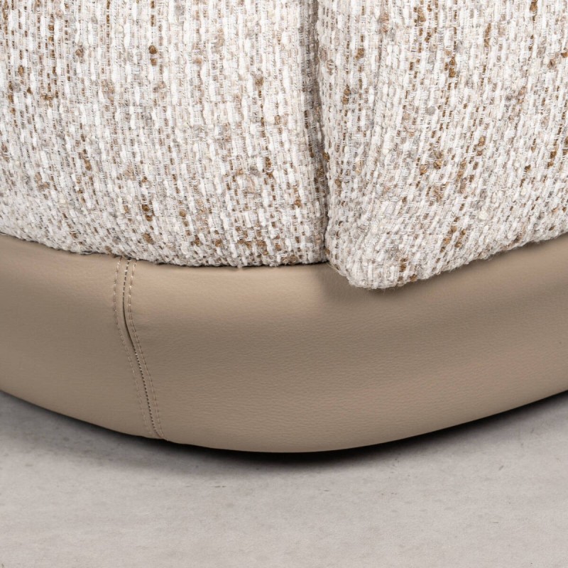 Sillón Giratorio Namib Tapizado en Bouclé Beige con Base de Polipiel