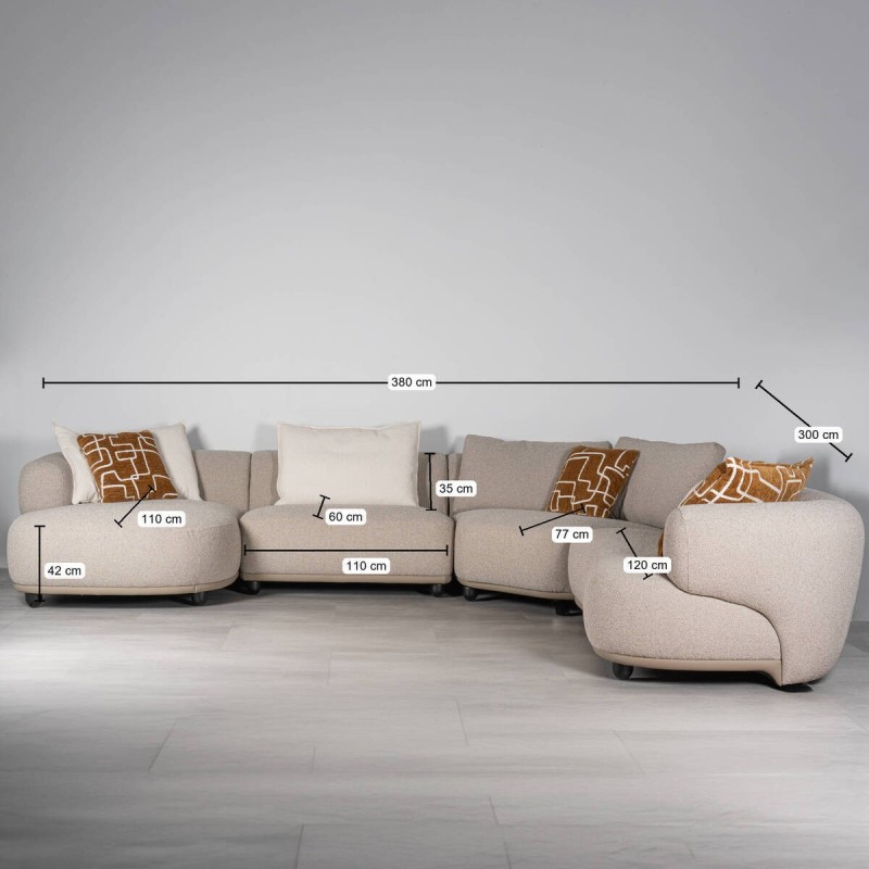 Sofá Modular Solun Tapizado en Bouclé Arena con Chaise Longue