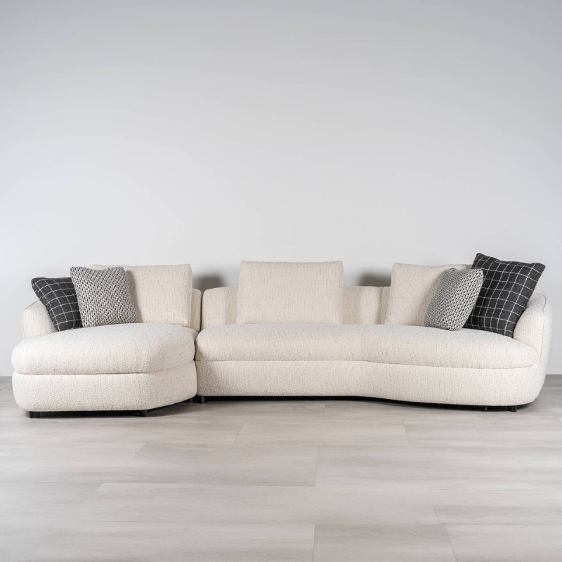 Sofá Valletta con Chaise Longue Izquierdo Tapizado en Bouclé Blanco 350cm